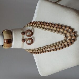 Chic Multi-Strand Brown Beaded Necklace Set
